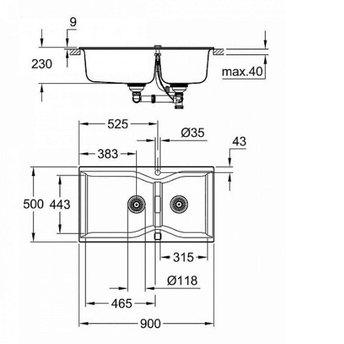 Кухонная мойка GROHE K700 черный гранит 31658AP0