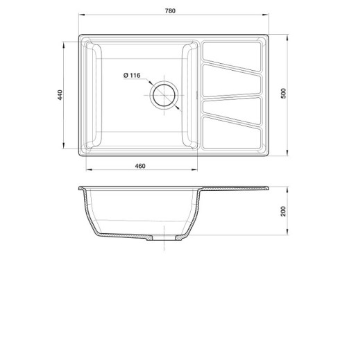 Кухонная мойка GRANFEST VERTEX GF-V-780L белый