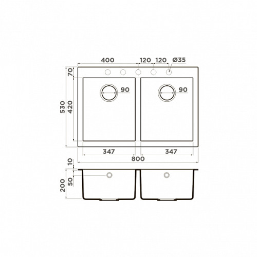 Кухонная мойка OMOIKIRI Bosen 80-2-SA (4993838)