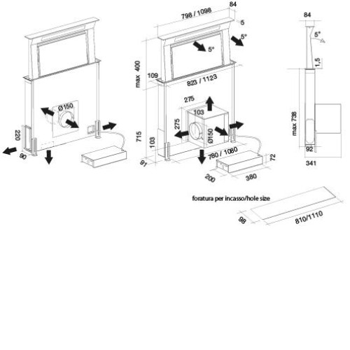 Вытяжка FALMEC DownDraft Glass White 120 CDDW20.E1P2#ZZZF400F