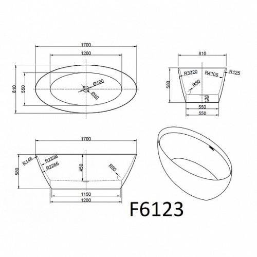 Ванна FRANK F6123 White+Black