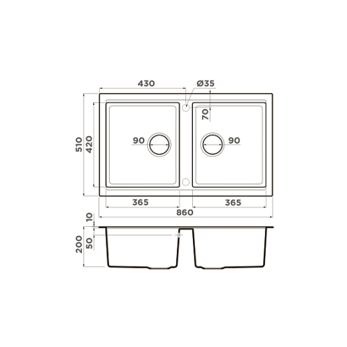 Кухонная мойка OMOIKIRI Tedori 86-2-DC (4993928)