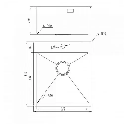 Кухонная мойка MILACIO Denia 46 Steel MC.77479 вороненая сталь