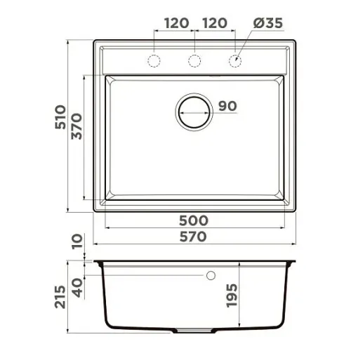 Кухонная мойка OMOIKIRI Daisen 57-GR (4997311)
