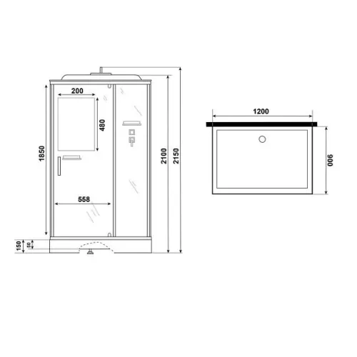 Душевая кабина NIAGARA Standart ST120/90/15Q/BL