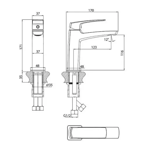 Смеситель GROSSMAN Mercury 510.K35.10.120 брашированный никель