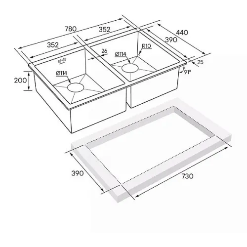Кухонная мойка PAULMARK GERBERG PM237844-BS