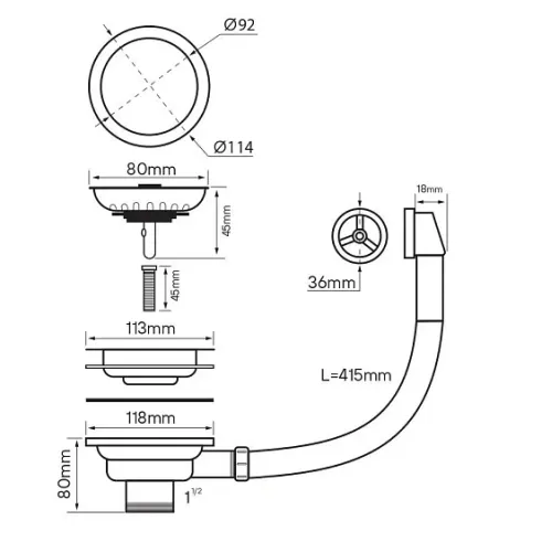 Слив-перелив PAULMARK PM6022-LG