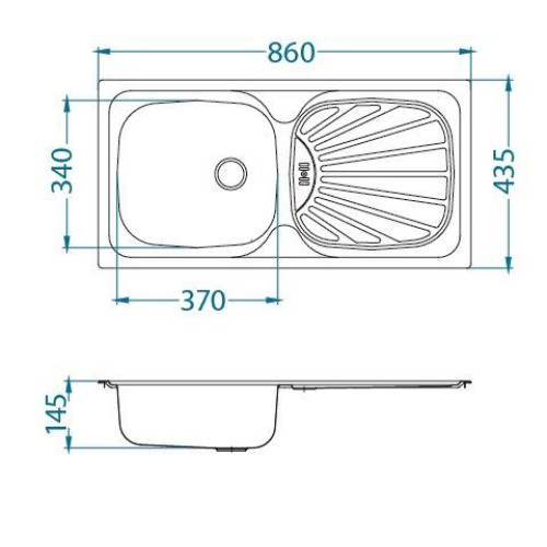 Кухонная мойка ALVEUS Basic 80 LEI-60 860X435 (в комплекте с сифоном)