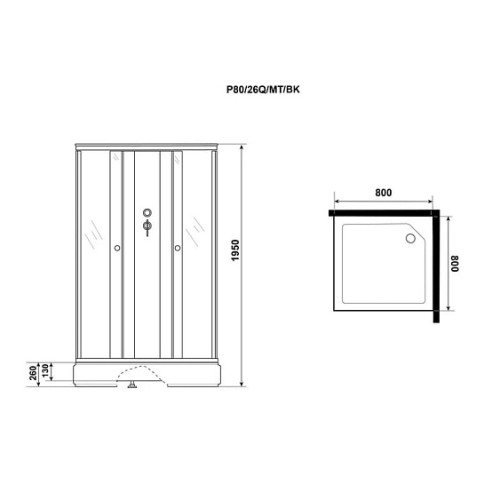 Душевая кабина NIAGARA Promo P80/26Q/MT/BK