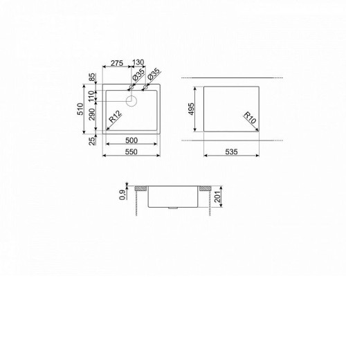 Кухонная мойка SMEG VR12S50RS