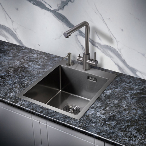 Кухонная мойка MILACIO Denia 41 Steel MC.77469 вороненая сталь