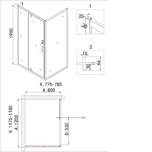 Душевое ограждение NIAGARA NG-43-12AG-A80G