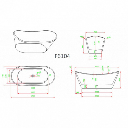Ванна FRANK F6104 White+Black