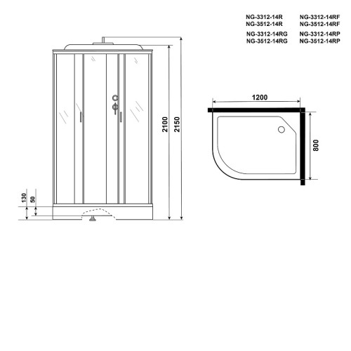 Душевая кабина NIAGARA NG-3512-14RF
