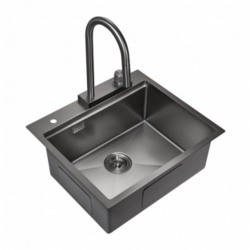 Кухонная мойка MILACIO Denia 57 Steel MC.77409 вороненая сталь