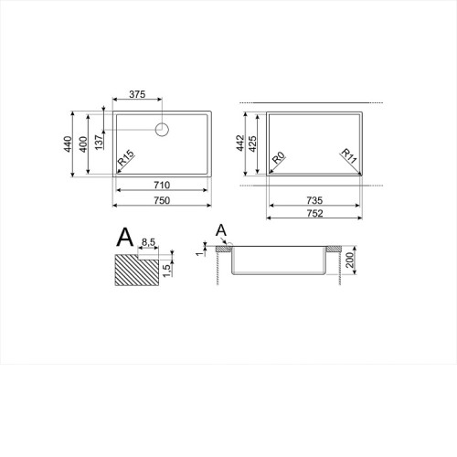 Кухонная мойка SMEG VFU71SFR