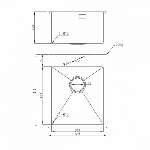 Кухонная мойка MILACIO Denia 41 Steel MC.77469 вороненая сталь