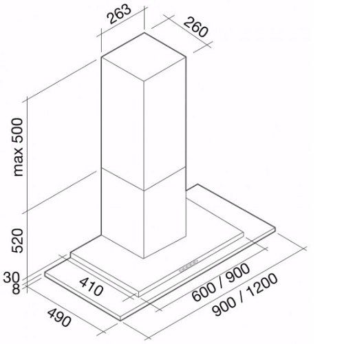 Вытяжка FALMEC kristal parete 120 ix/glass (800)