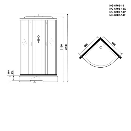 Душевая кабина NIAGARA NG-6703-14G
