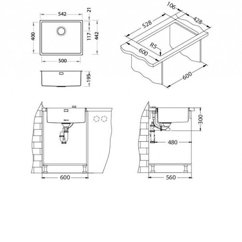 Кухонная мойка ALVEUS Kombino 50 Monarch ANTRACITE SAT-90 F/S 1121284