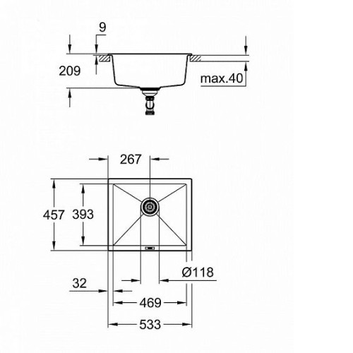 Кухонная мойка GROHE K700 серый гранит 31654AT0