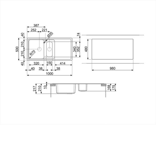 Кухонная мойка SMEG LZ102B