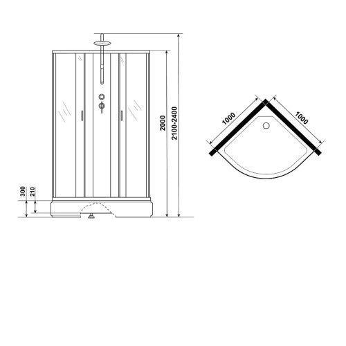 Душевая кабина NIAGARA NG-6702-14BKTG