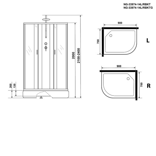 Душевая кабина NIAGARA NG-33974-14RBKTG