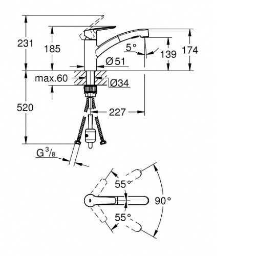 Смеситель GROHE Start 303072431 черный матовый