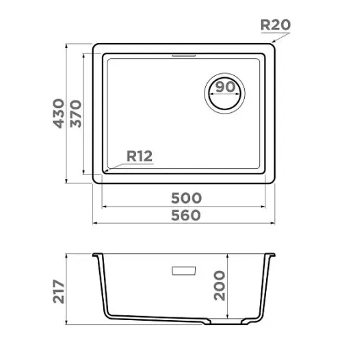 Кухонная мойка OMOIKIRI Kata 56-U/I Side-GR (4997585)