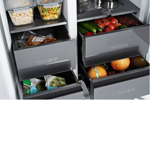 Холодильник WEISSGAUFF WSBS 590 NoFrost Inverter Premium Inox Glass