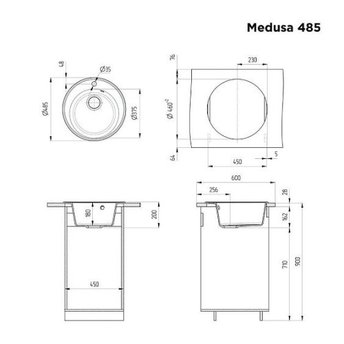 Кухонная мойка MAUNFELD Medusa 485 MFQS-485B черный
