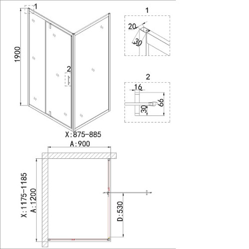 Душевое ограждение NIAGARA NG-43-12AG-A90G