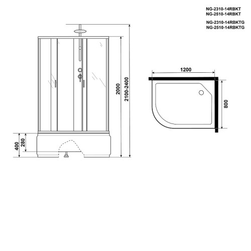 Душевая кабина NIAGARA NG-2510-14RBKT