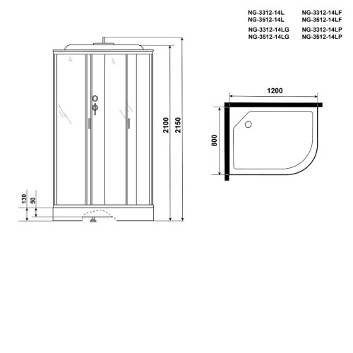 Душевая кабина NIAGARA NG-3312-14LG