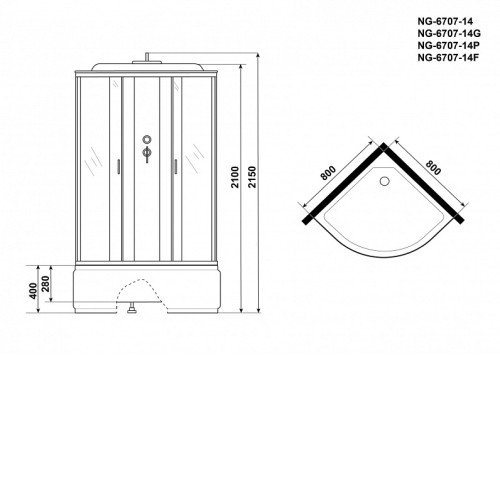 Душевая кабина NIAGARA NG-6707-14G