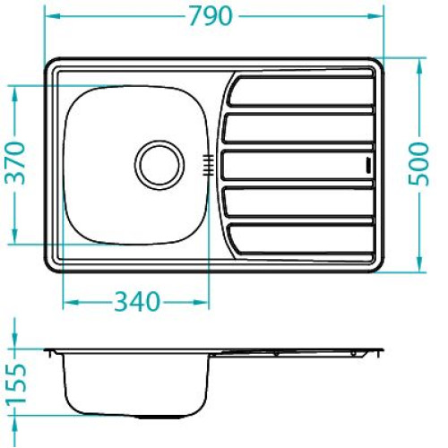 Кухонная мойка ALVEUS Zoom 20 NAT-90 1098938 (в комплекте с сифоном 1102384)