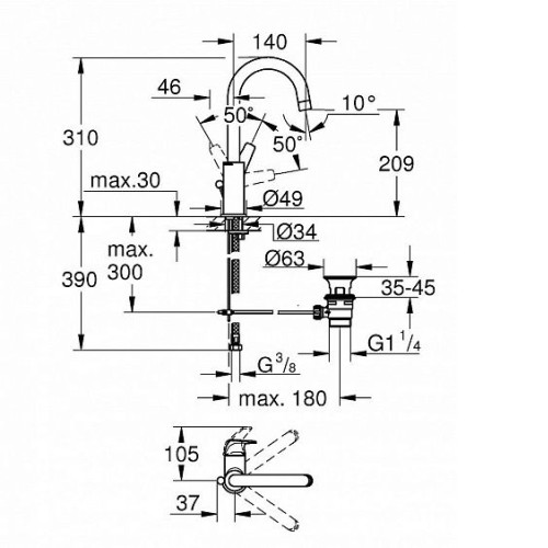 Смеситель GROHE BauFlow 23753000 хром