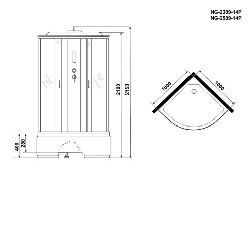 Душевая кабина NIAGARA NG-2509-14P