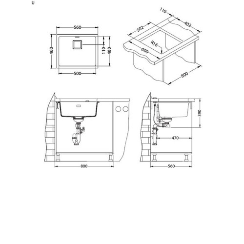 Кухонная мойка ALVEUS QUADRIX 50 PEBBLE-G02M (1108035)