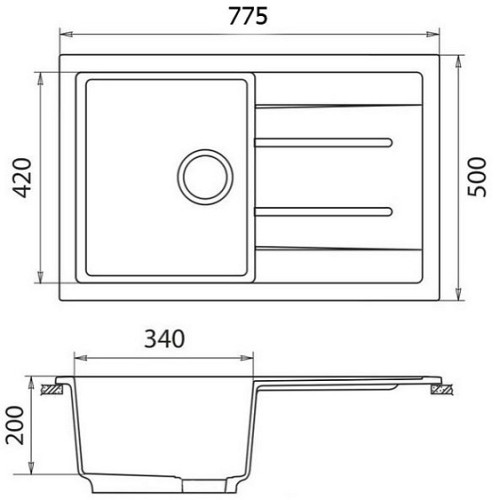 Мойка GRANFEST Quadro GF-Q780L (780х500) Терракот 307 с крылом 435482