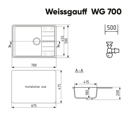 Кухонная мойка WEISSGAUFF WG 70007 Deep Black