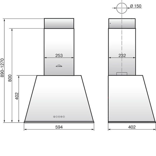 Каминная вытяжка Elikor Гамма 60П-650-Э3Д антрацит/серебро