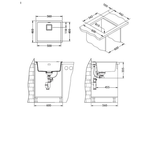 Кухонная мойка ALVEUS QUADRIX 50 PEBBLE-G02M (1108035)