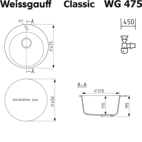 Кухонная мойка WEISSGAUFF WG 47501 Classic White