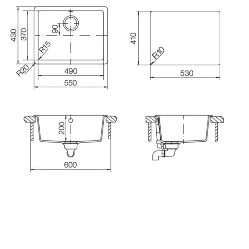 Мойка SCHOCK 700565 soho 60 (n-100) cristadur 550x430 пуро