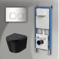 Комплект GROSSMAN инсталляция 900.K31.01.000 + клавиша смыва 700.K31.02.100.100 хром глянцевый + унитаз GR-4477BMSQ