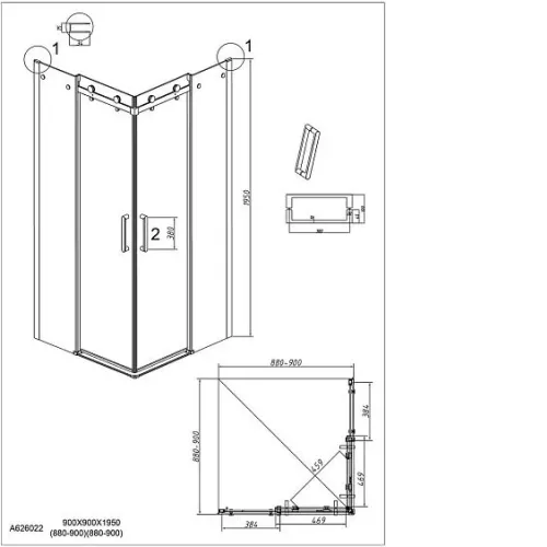 Душевое ограждение GROSSMAN 300.K33.04.9090.21.00 черный матовый