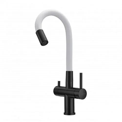 Смеситель MILACIO Ultra MCU.560.TBW Total Black/белый шланг